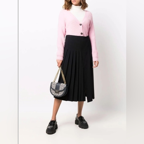 Coach Alie Saddle Crossbody Bag Navy Blue and Gold Signature Jacquard Purse - Picture 8 of 13